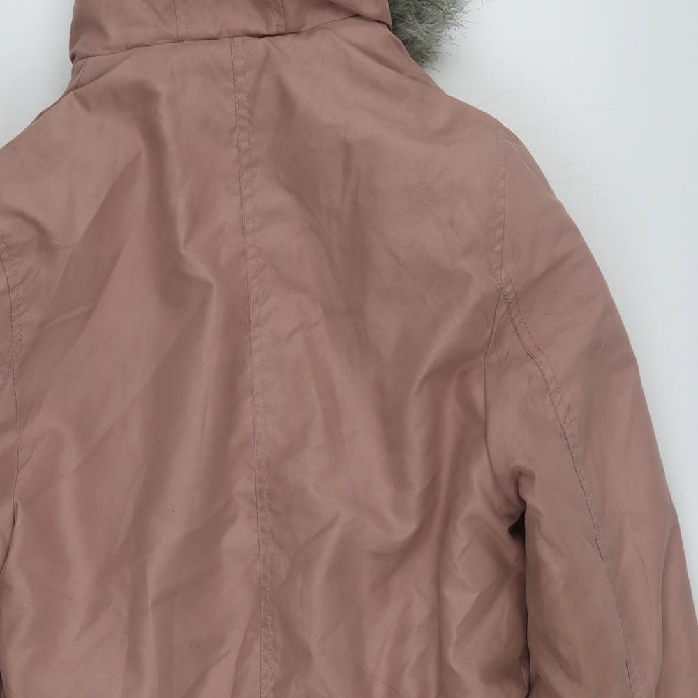 Geoge Girls Pink Parka Coat Size 13-14 Years Zip
