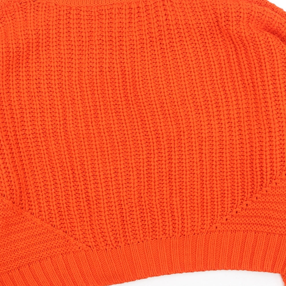Divided Womens Orange Round Neck Acrylic Pullover Jumper Size L
