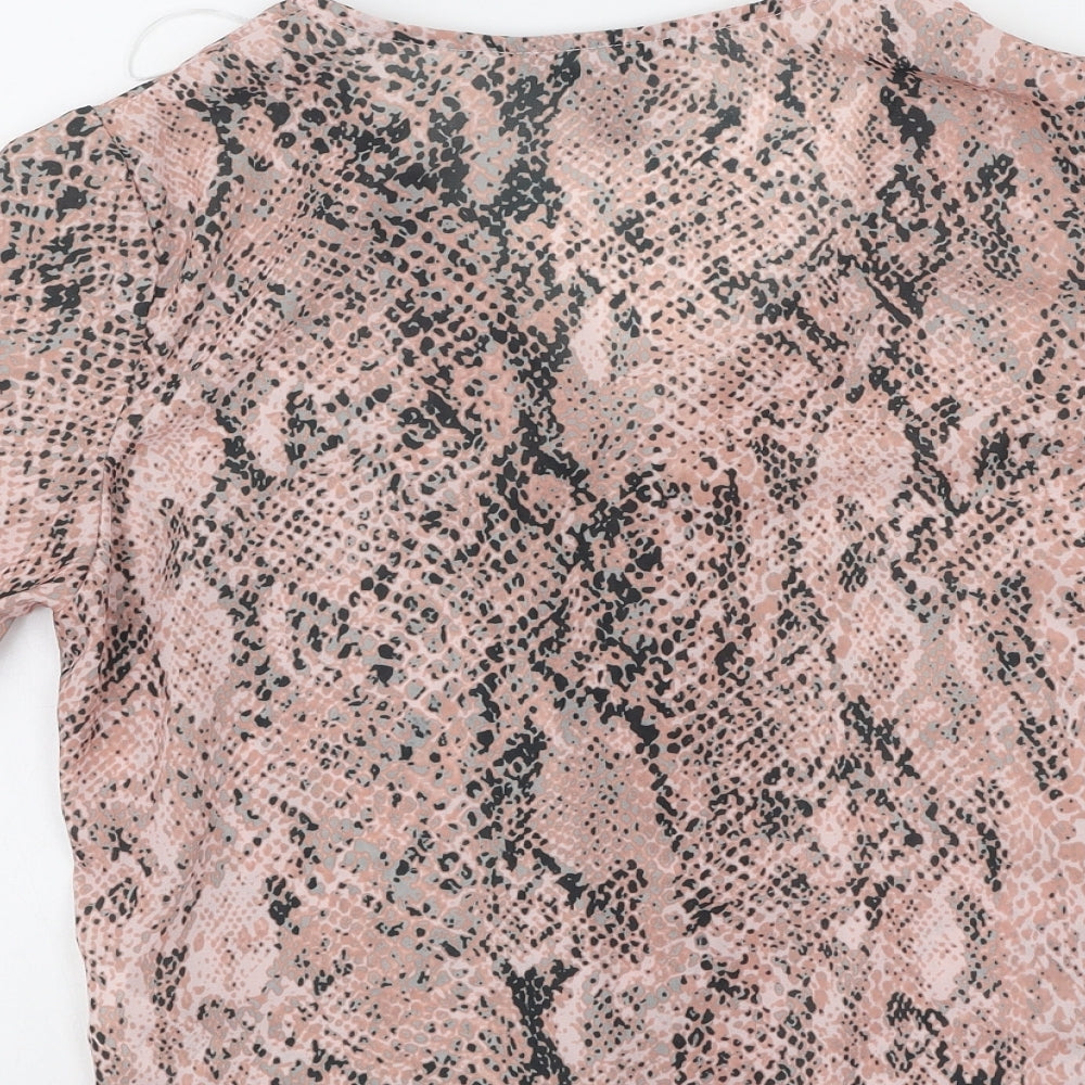 New Look Womens Pink Polyester Basic Blouse Size 10 V-Neck
