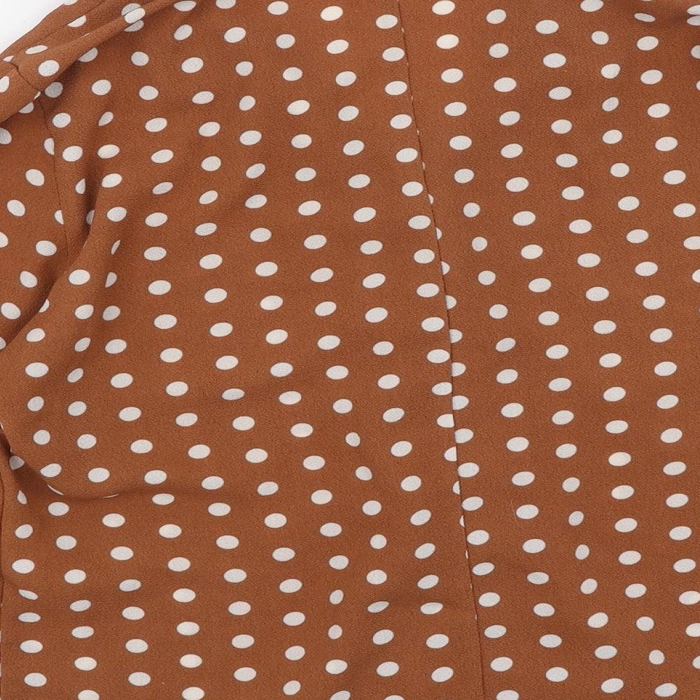 Only Womens Brown Round Neck Polka Dot Polyester Cardigan Jumper Size 38