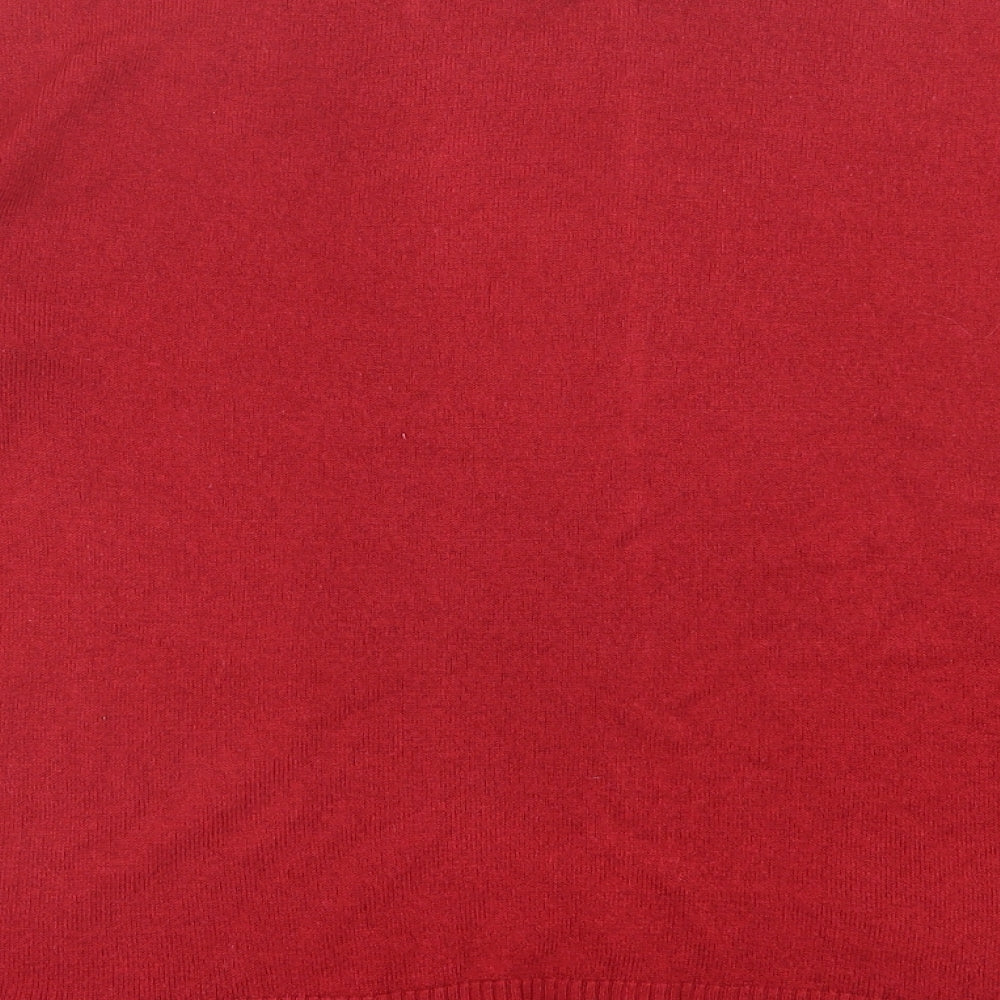 Select Womens Red Crew Neck Acrylic Pullover Jumper Size 14