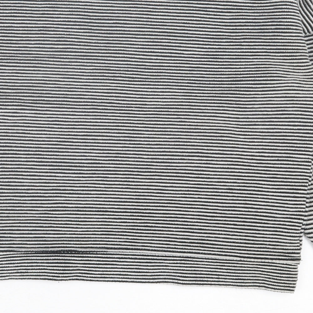 New Look Womens Black Crew Neck Striped Polyester Pullover Jumper Size 8
