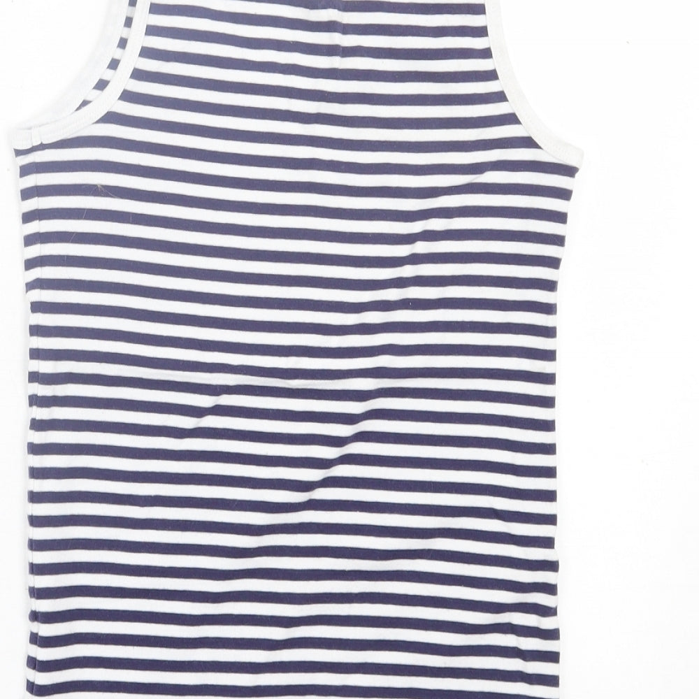 Joe Fresh Womens White Striped Cotton Basic Tank Size S Scoop Neck