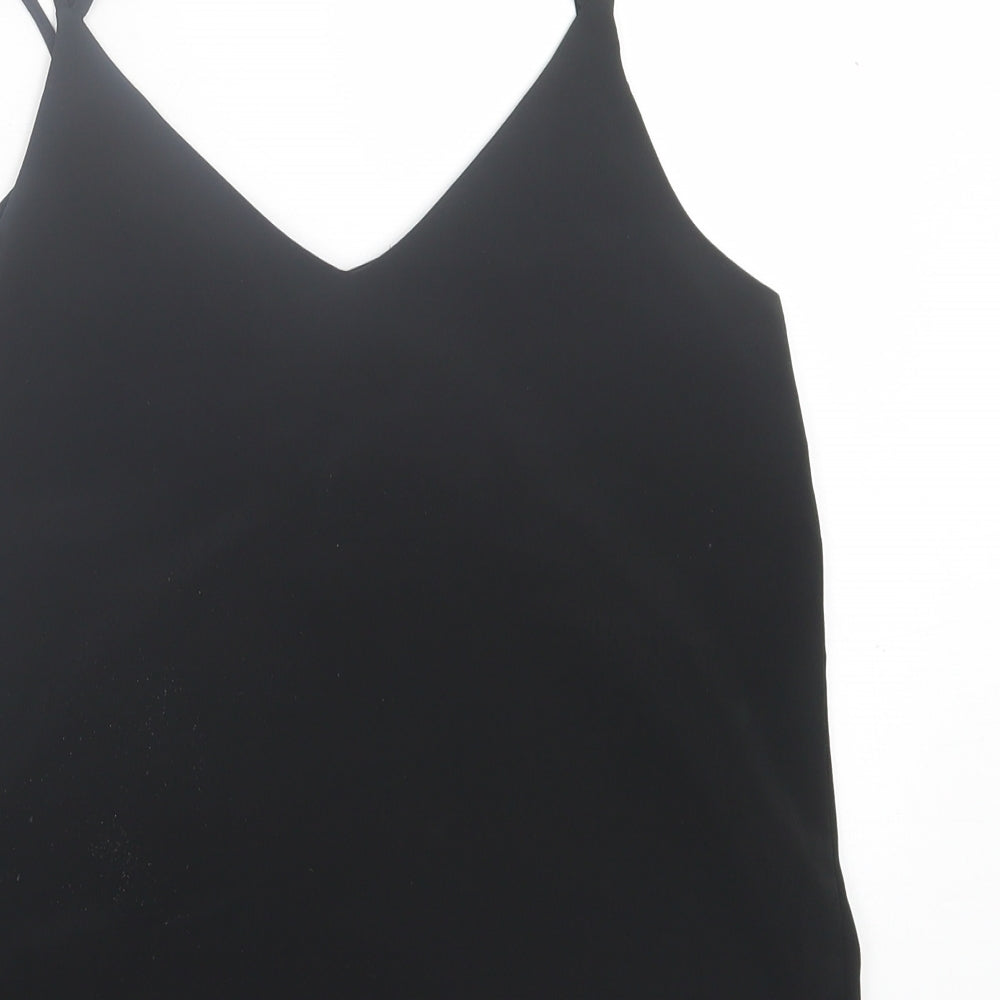 New Look Womens Black Polyester Basic Tank Size 8 V-Neck