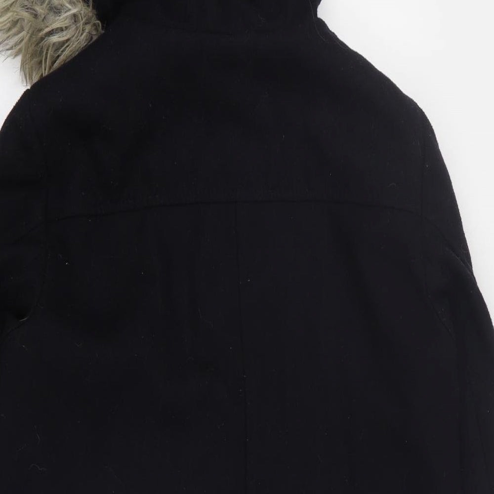 New Look Womens Black Overcoat Coat Size 8 Zip