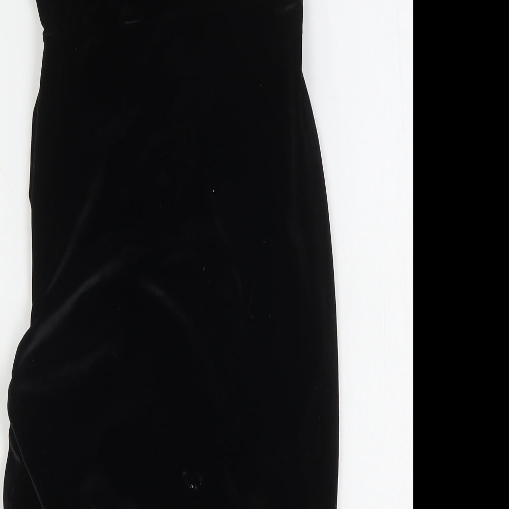 PRETTYLITTLETHING Womens Black Polyester Bodycon Size 6 V-Neck