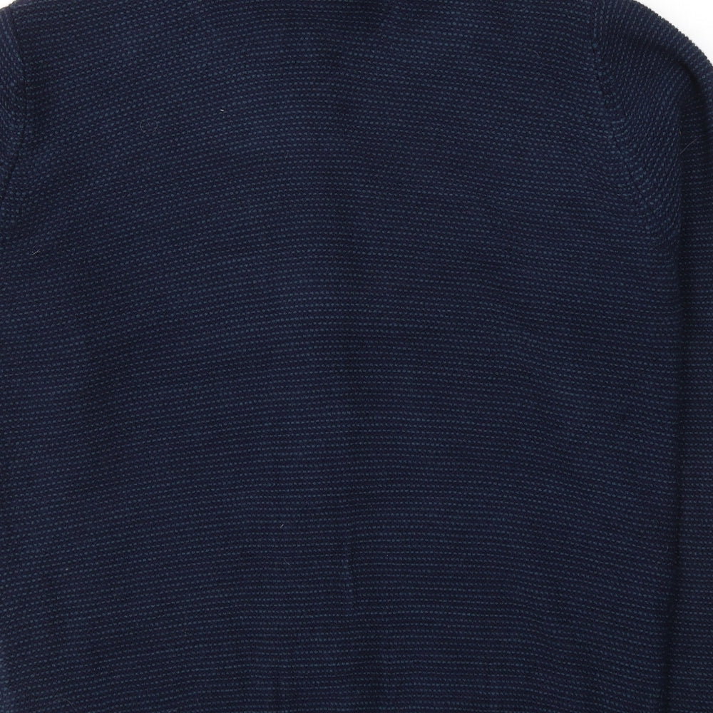 Marks & Spencer Womens Blue Geometric Acrylic Full Zip Sweatshirt Size M Zip