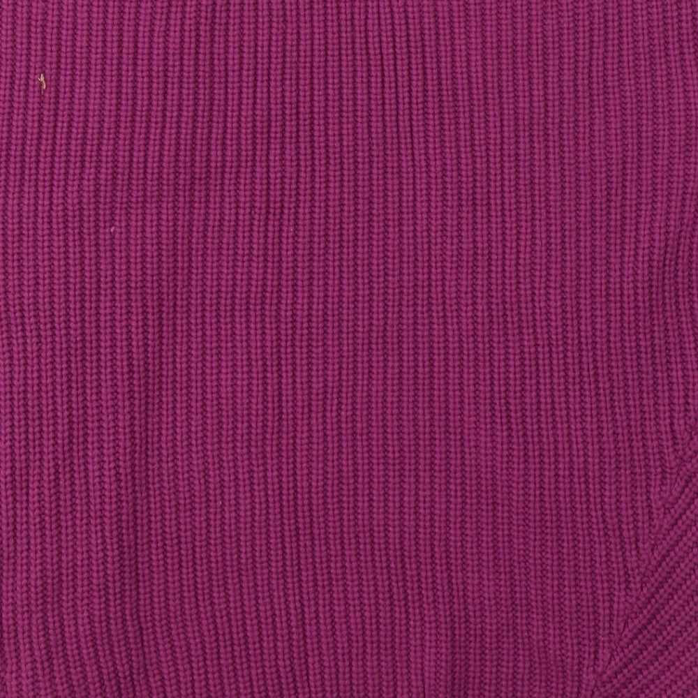 Marks and Spencer Girls Purple V-Neck Acrylic Cardigan Jumper Size 6-7 Years Tie