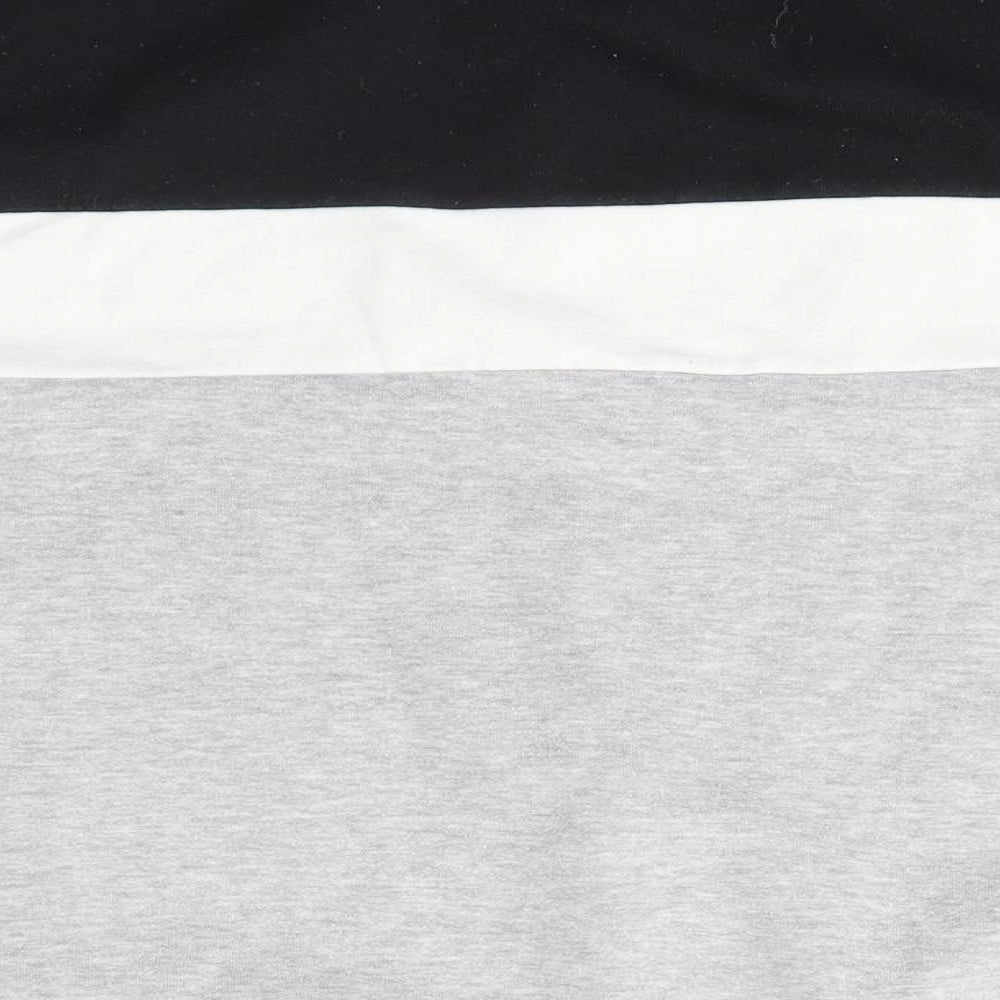 New Look Womens Grey Crew Neck Striped Cotton Pullover Jumper Size M