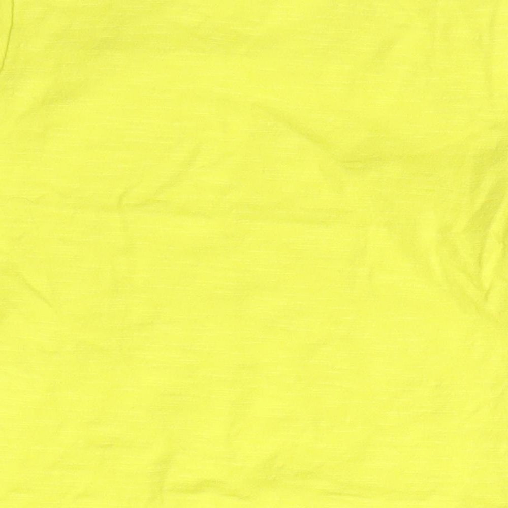 Marks & Spencer Boys Yellow Cotton Basic T-Shirt Size 6-9 Months Crew Neck Snap