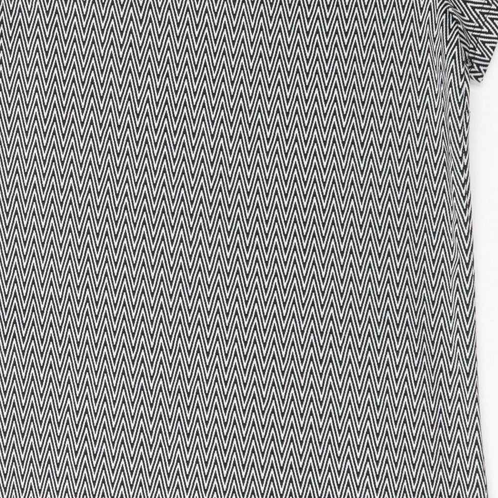 Peacocks Womens Black Herringbone Polyester A-Line Size 10 Scoop Neck Pullover