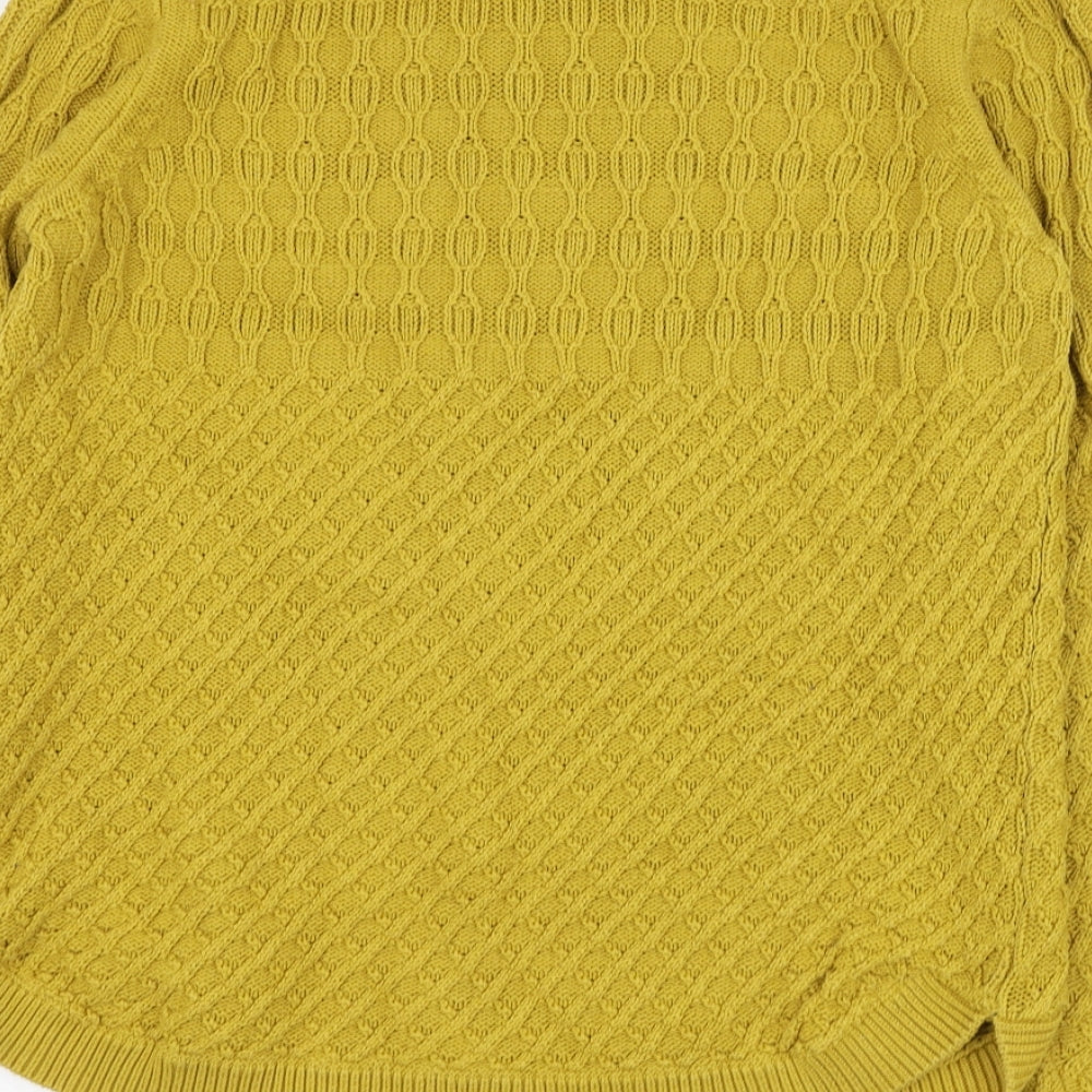 EWM Womens Yellow Round Neck Cotton Pullover Jumper Size S