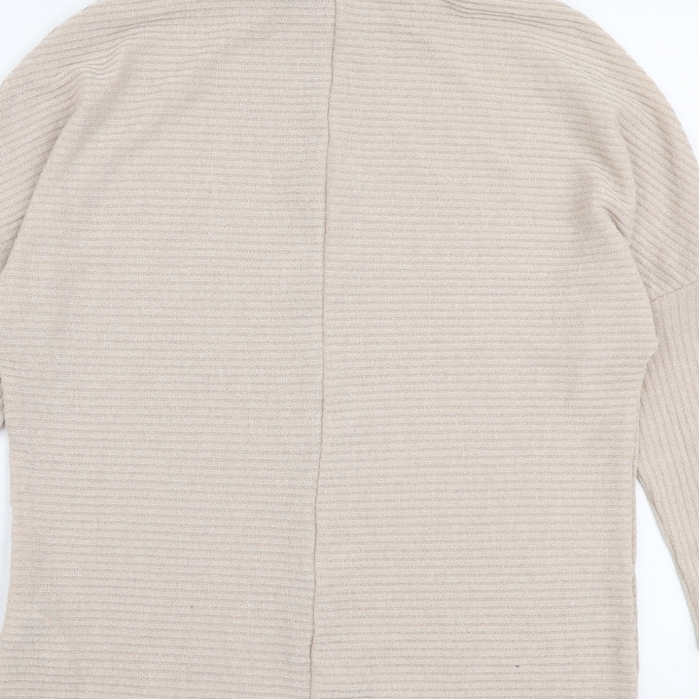 SheIn Womens Beige High Neck Polyester Pullover Jumper Size L