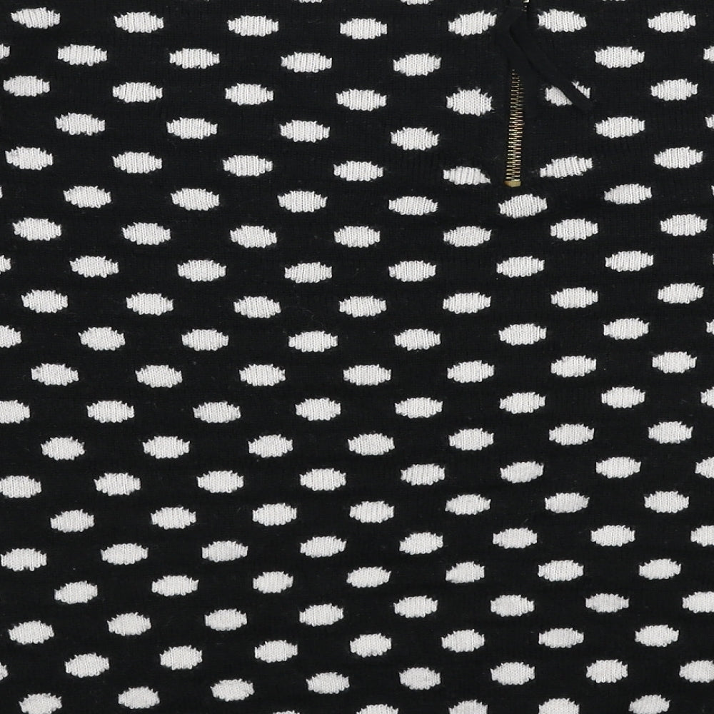 H&M Womens Black Round Neck Polka Dot Acrylic Pullover Jumper Size S