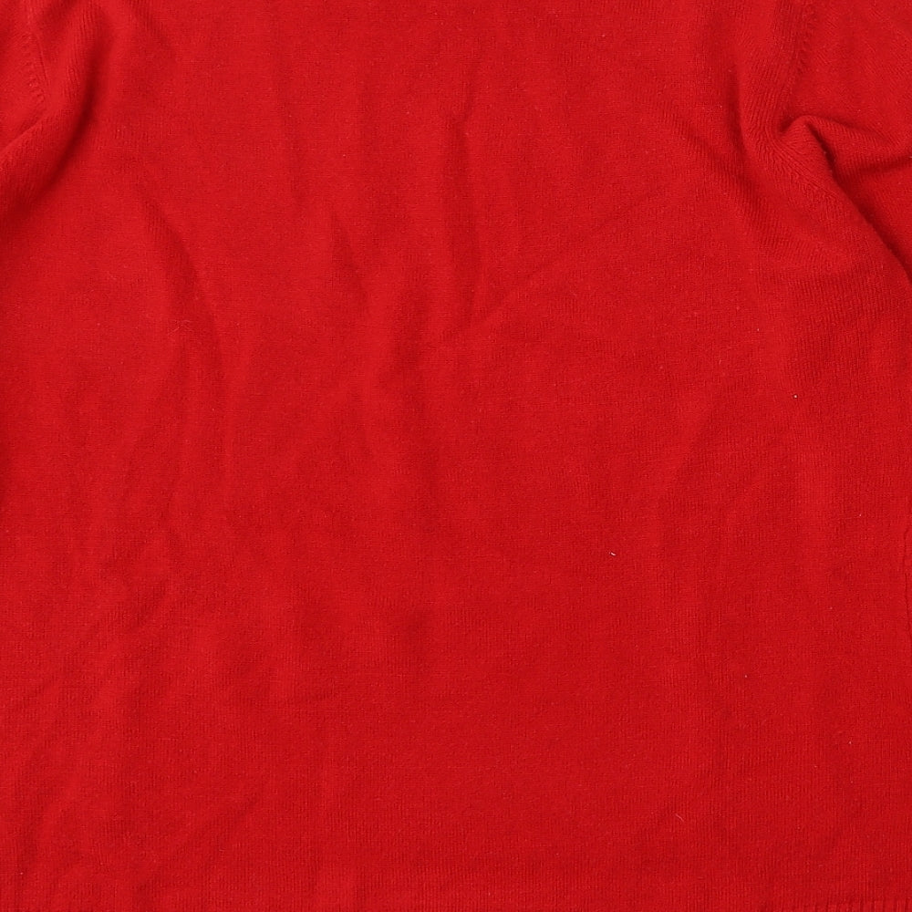 Ellie B Womens Red Round Neck Acrylic Pullover Jumper Size L