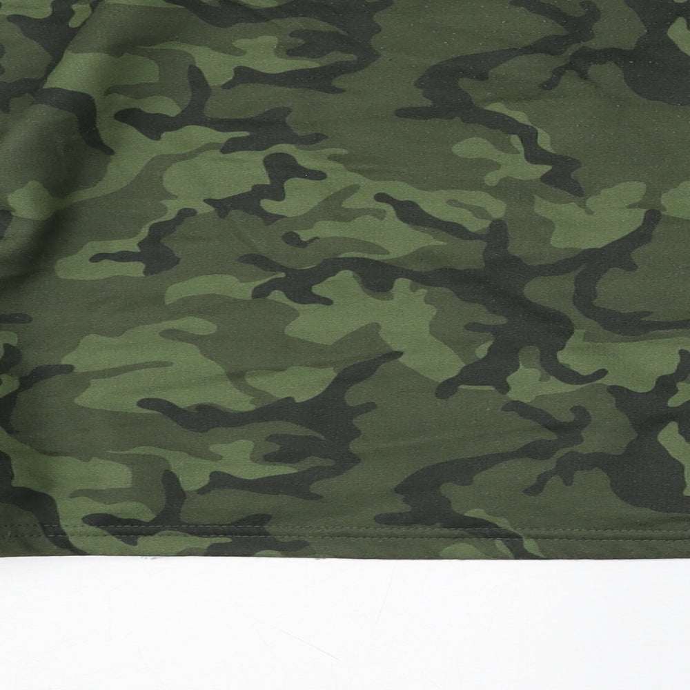 Boohoo Womens Green Camouflage Polyester Pullover Sweatshirt Size 12