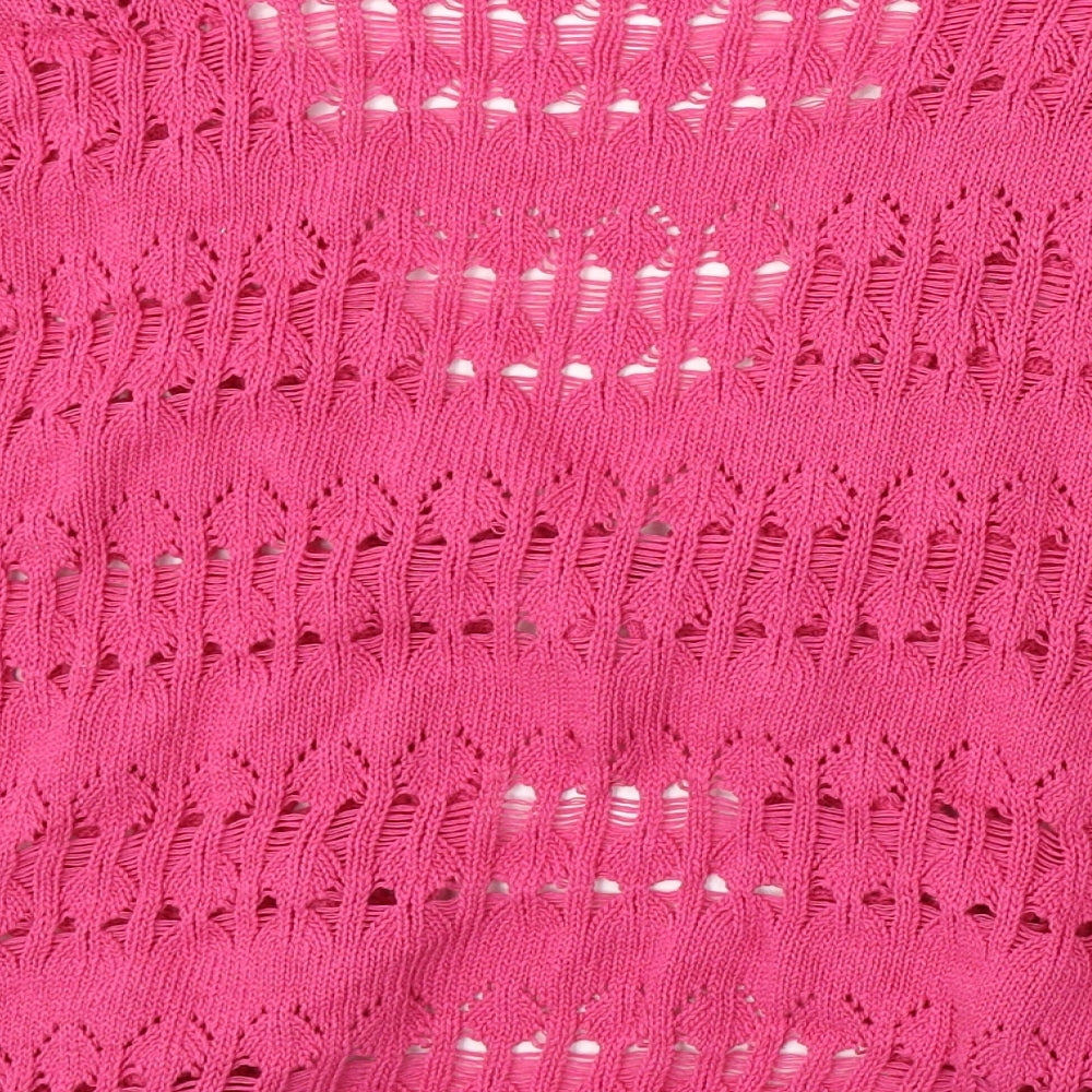 Figaro Womens Pink V-Neck Cotton Cardigan Jumper Size M