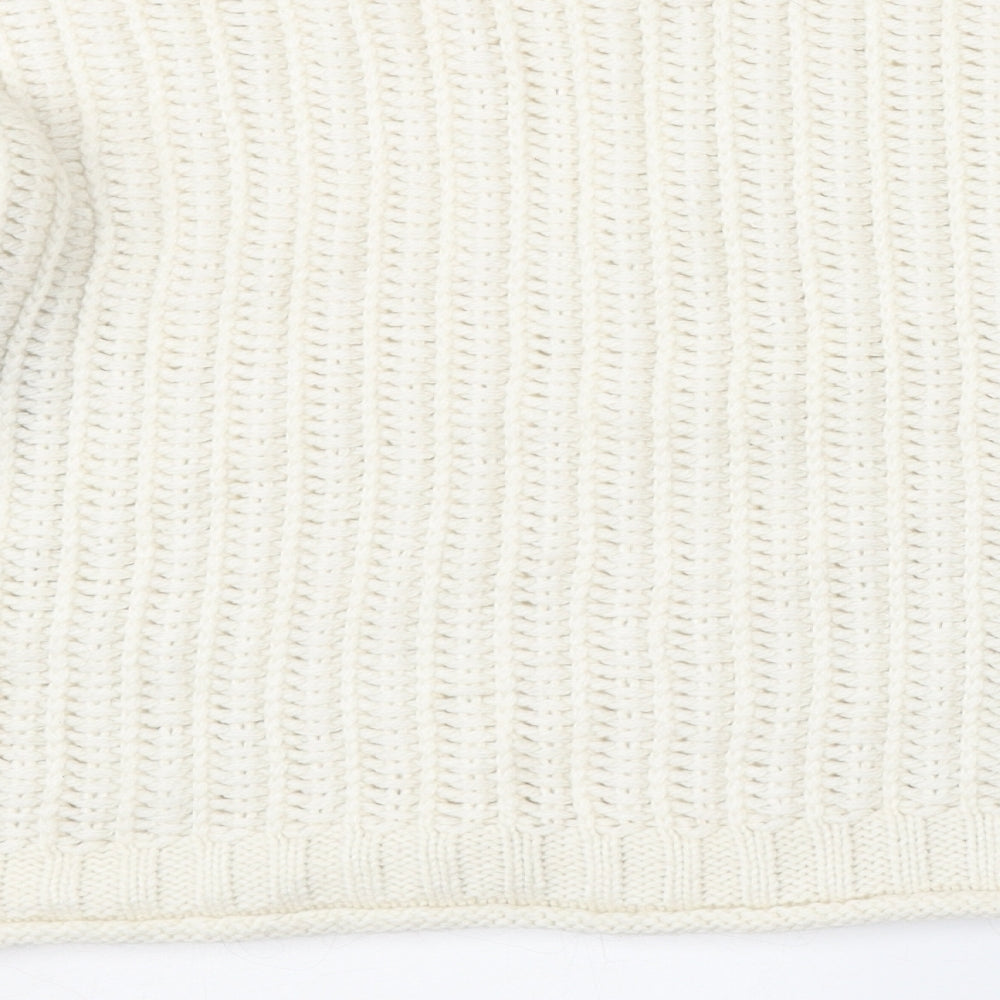 New Look Womens Beige Round Neck Acrylic Pullover Jumper Size M