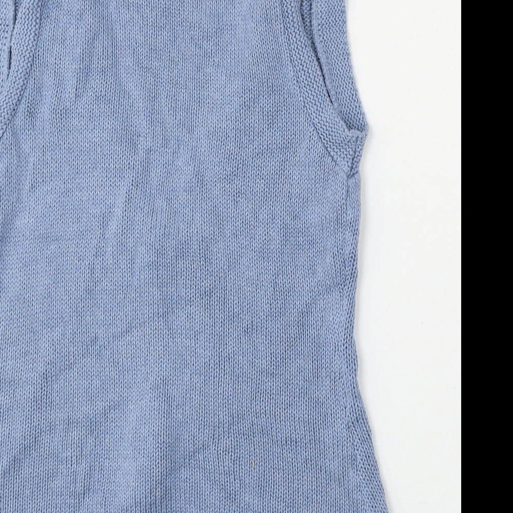 George Womens Blue Round Neck Cotton Vest Jumper Size 16