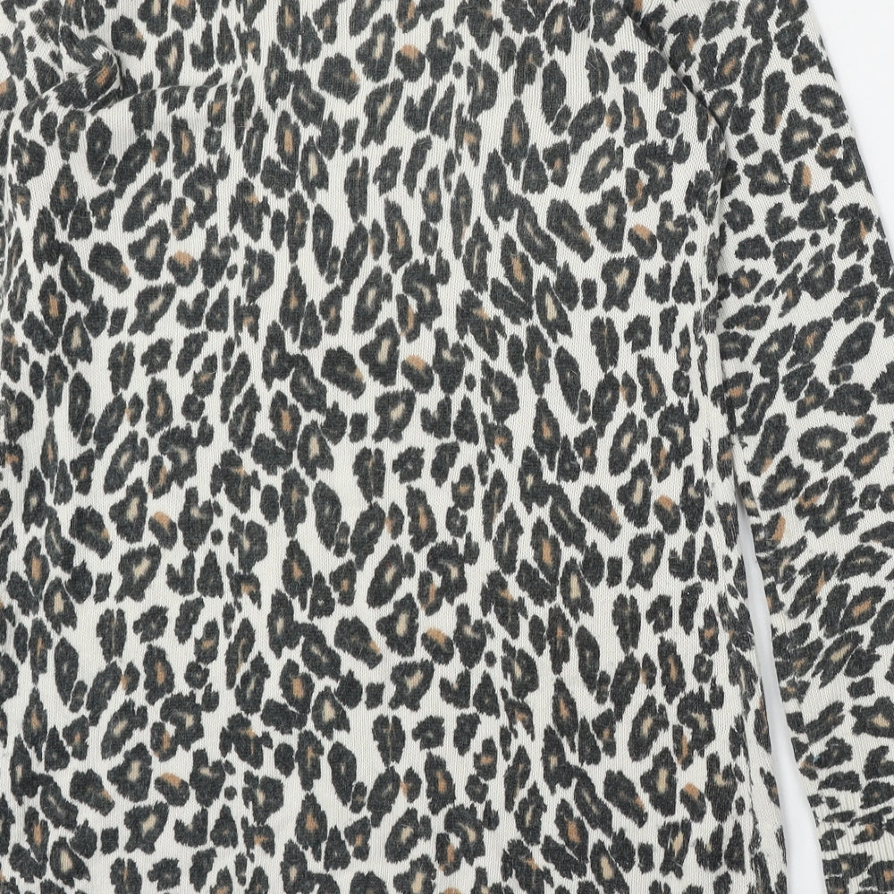 Topshop Womens Multicoloured Round Neck Animal Print Acrylic Pullover Jumper Size 12