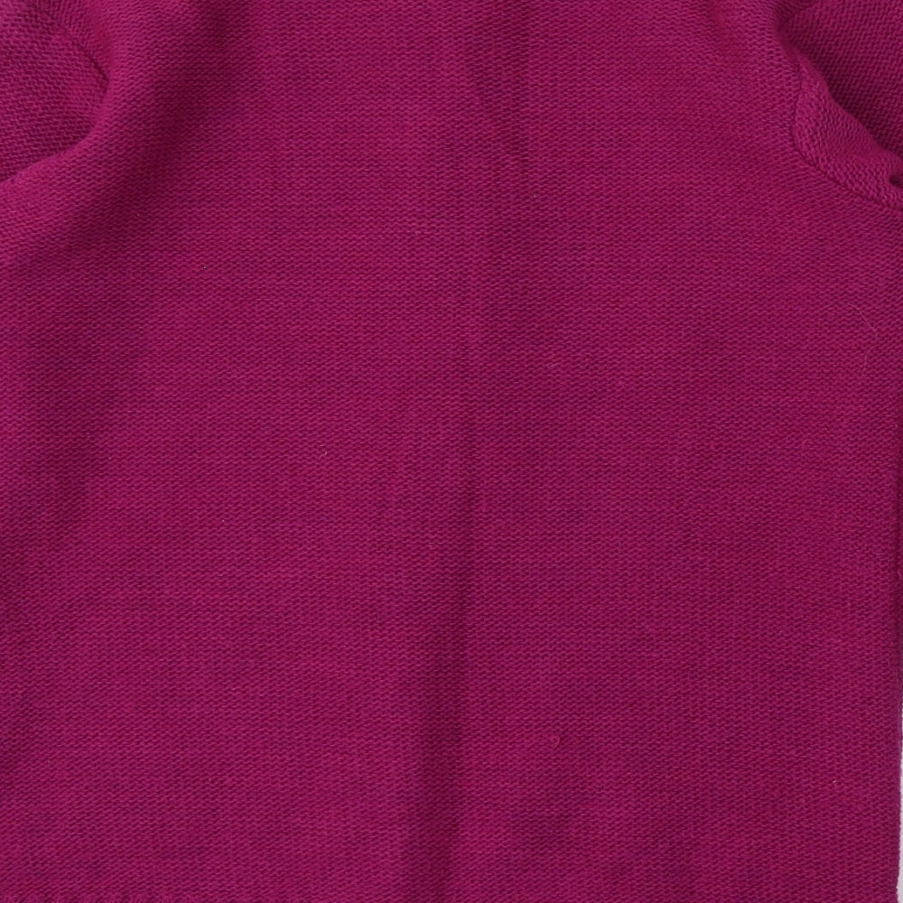 Afibel Womens Purple Mock Neck Acrylic Full Zip Jumper Size 10