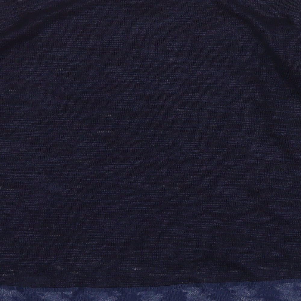 Preworn Womens Blue Round Neck Geometric Acrylic Pullover Jumper Size M