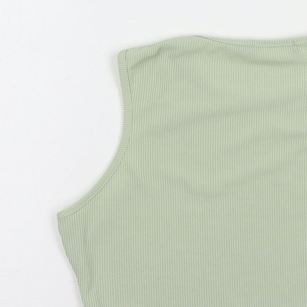 Vivichi Womens Green Polyester Cropped Blouse Size L Crew Neck - Los Angeles