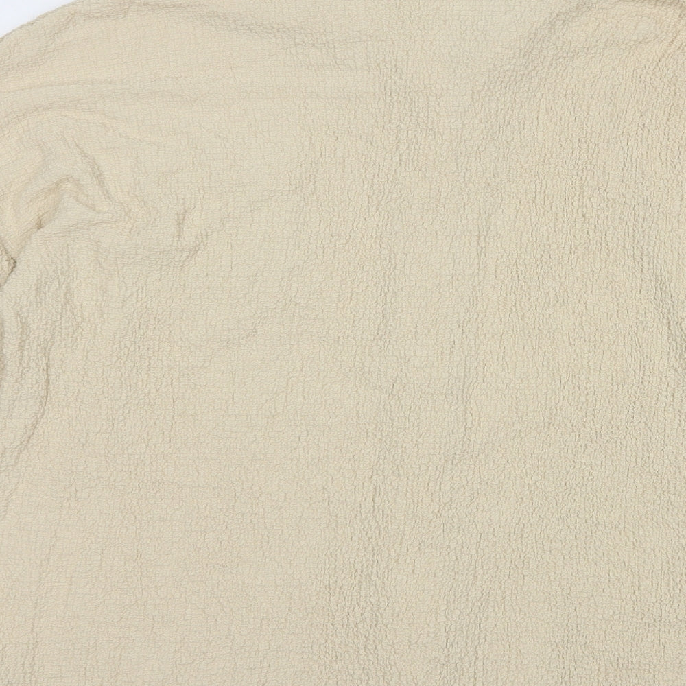 PRETTYLITTLETHING Womens Beige Polyester Basic Button-Up Size 10 Collared
