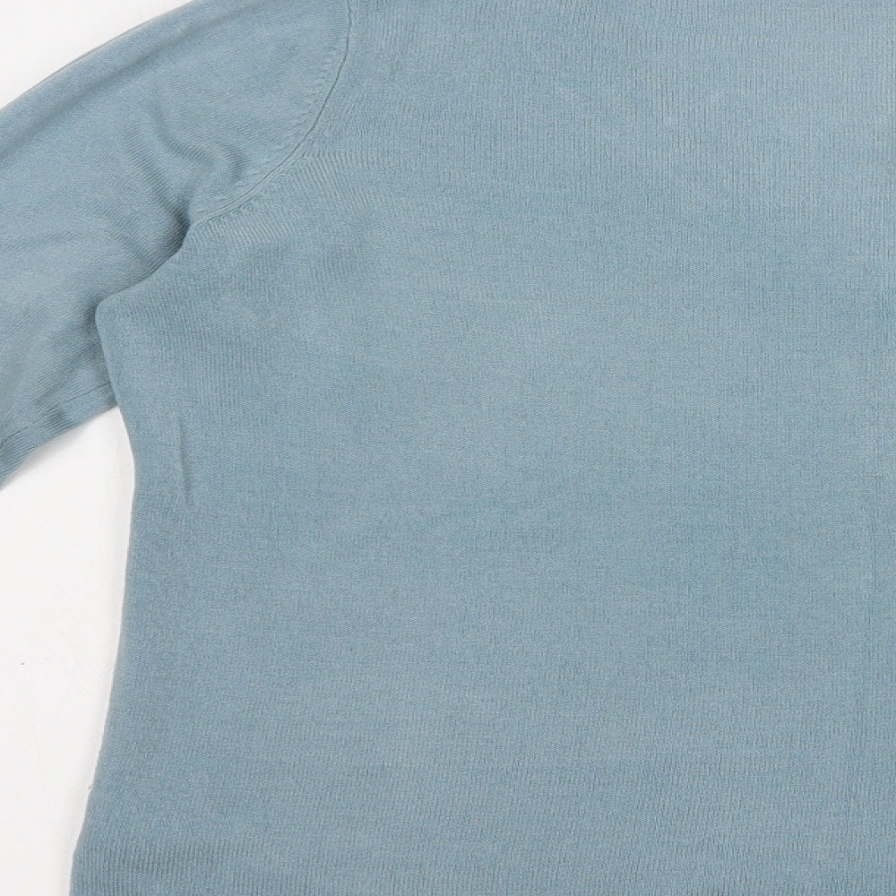 Marks and Spencer Womens Blue V-Neck Acrylic Pullover Jumper Size 14