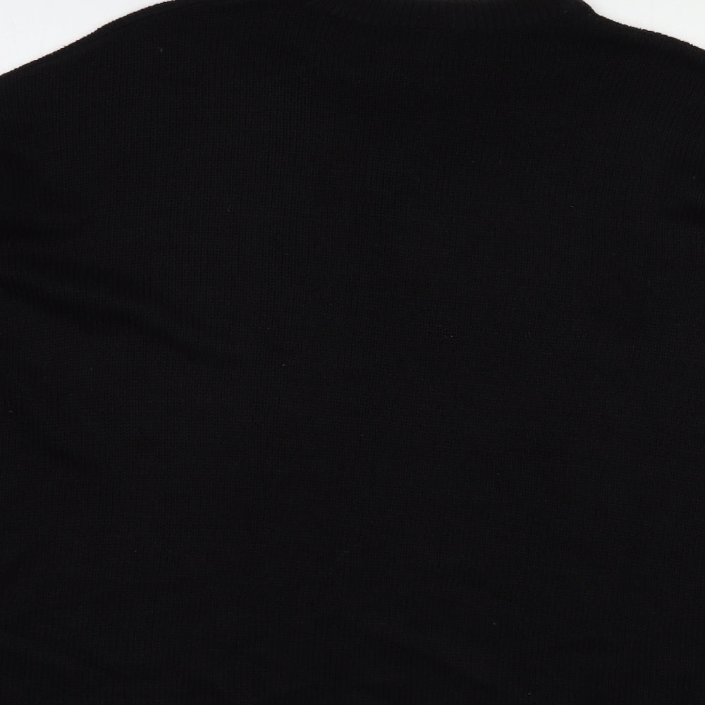 H&M Womens Black Crew Neck Acrylic Pullover Jumper Size S
