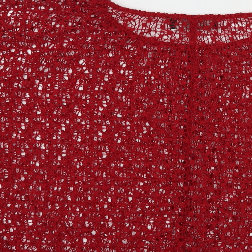 NEXT Womens Red Polyester Basic Blouse Size 16 Boat Neck