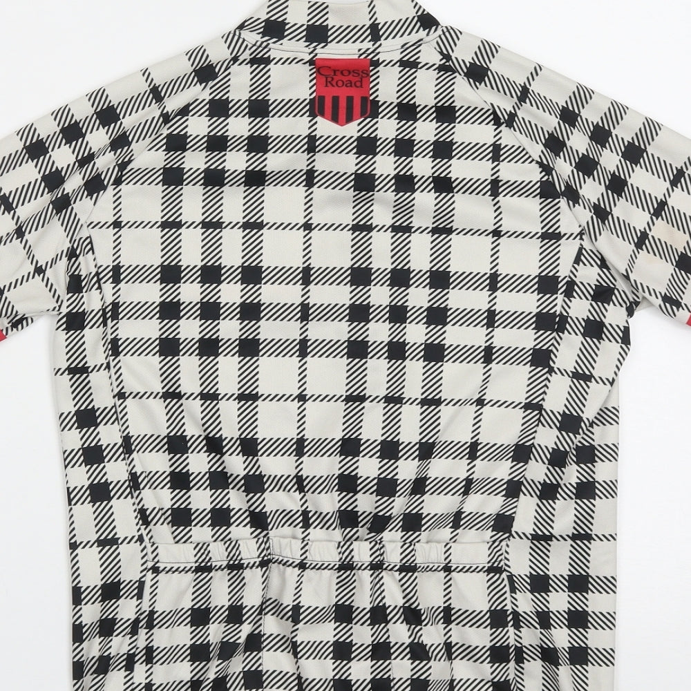 FIXGEAR Womens Multicoloured Plaid Polyester Basic T-Shirt Size L Halter Zip