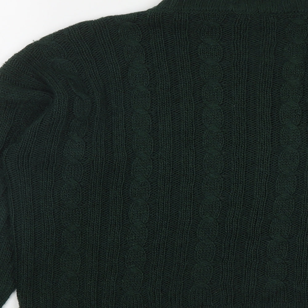 Peacocks Womens Green Round Neck Acrylic Pullover Jumper Size M