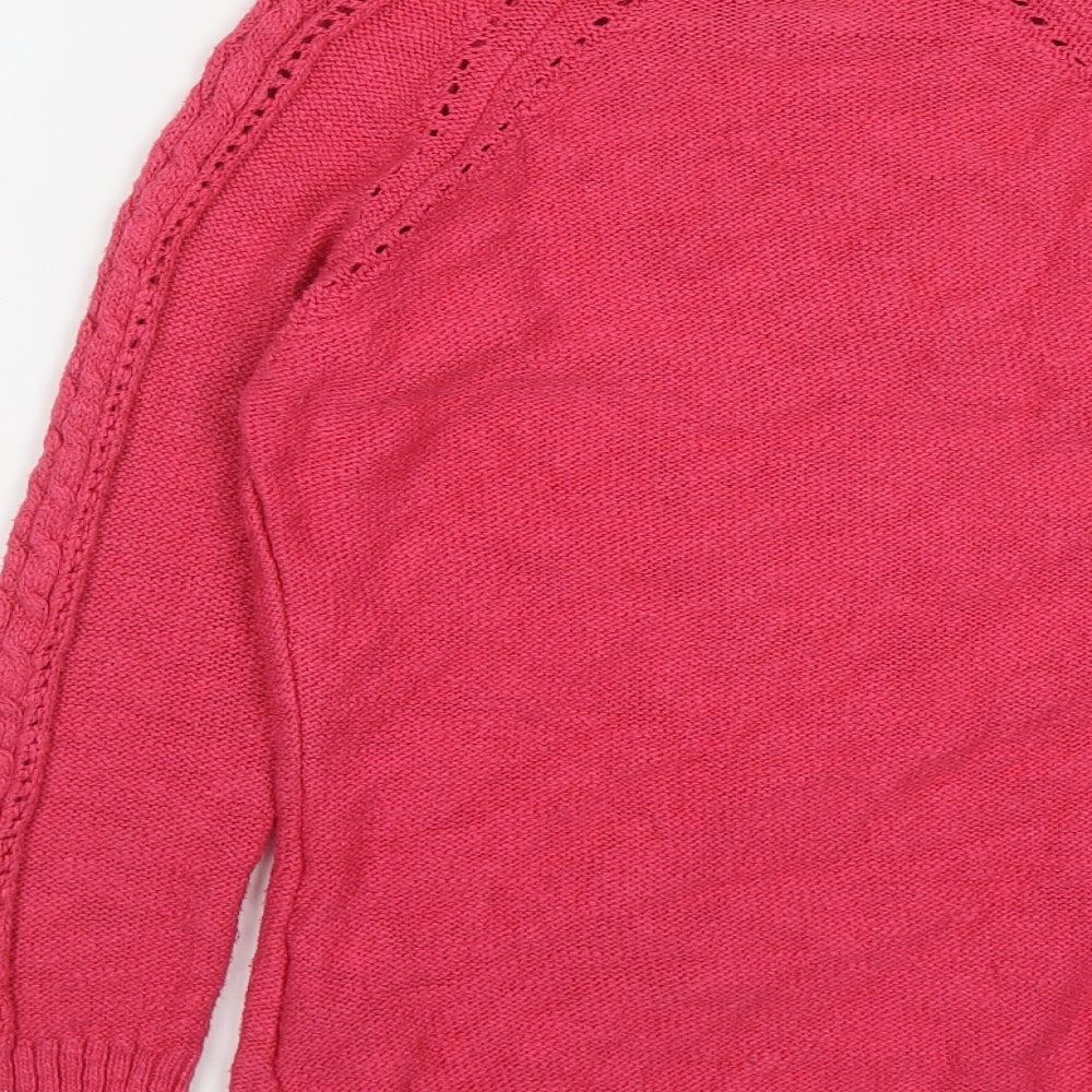 Marks & Spencer Womens Pink Round Neck Cotton Pullover Jumper Size 8