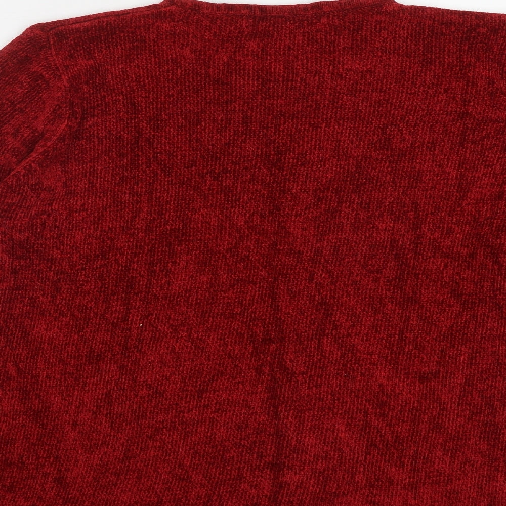 EWM Womens Red Round Neck Acrylic Pullover Jumper Size M
