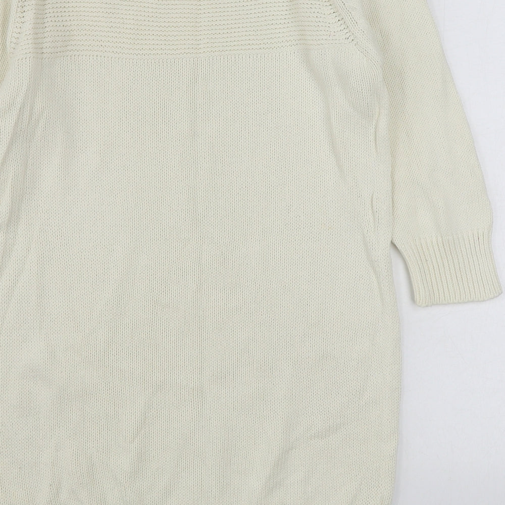 Peacocks Womens Ivory Boat Neck Cotton Pullover Jumper Size S