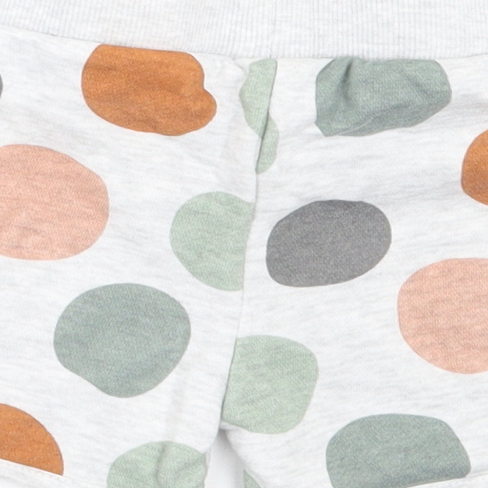 Primark Girls Grey Geometric Cotton Cropped Trousers Size 9-12 Months Tie
