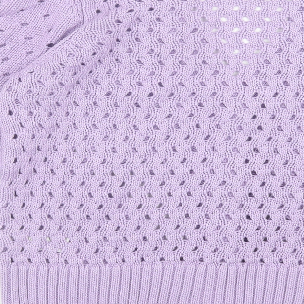 Gallery Womens Purple V-Neck Acrylic Cardigan Jumper Size S