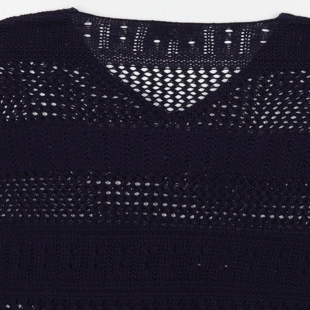 F&F Womens Blue V-Neck Acrylic Pullover Jumper Size 8