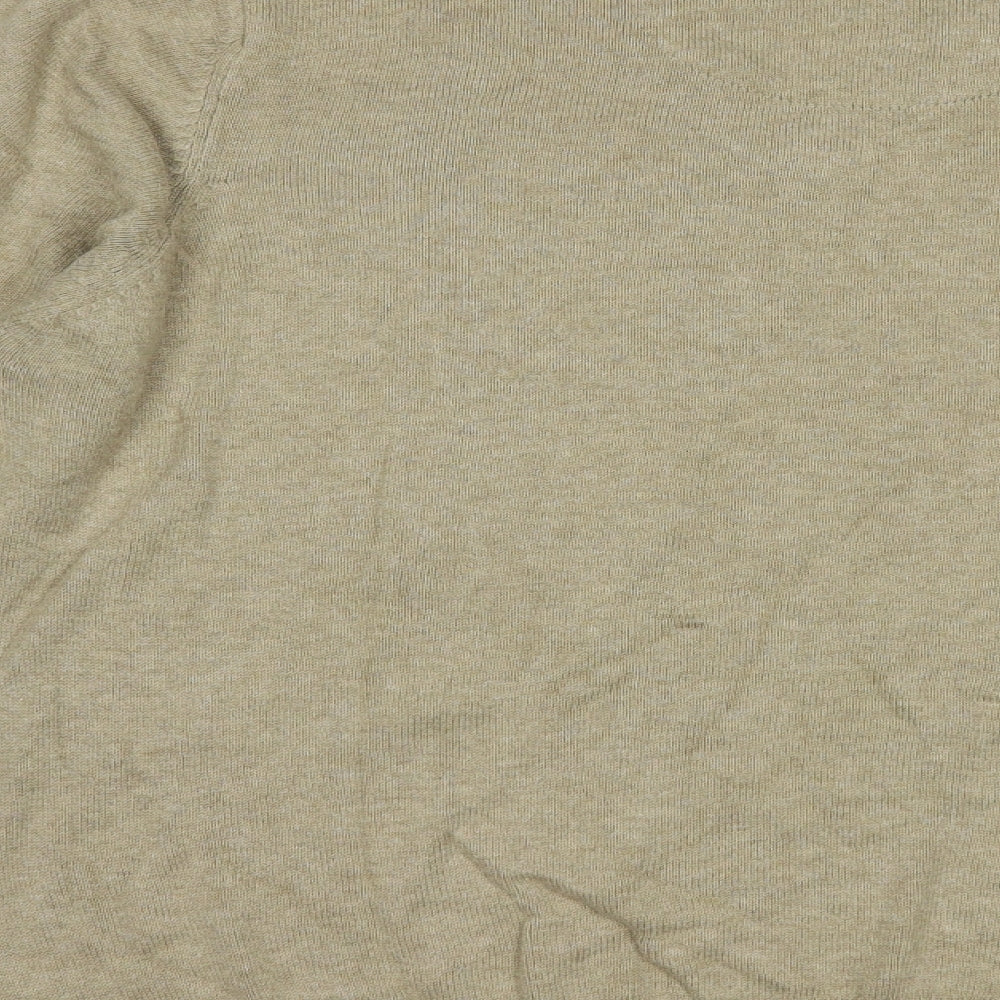 Marks & Spencer Mens Beige V-Neck Cotton Pullover Jumper Size L
