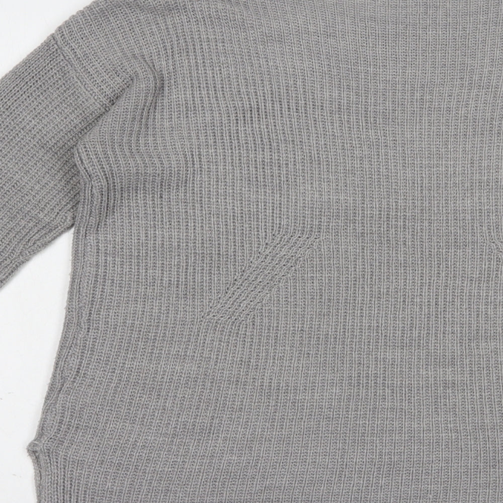 QED London Womens Grey Boat Neck Acrylic Tunic Jumper Size M
