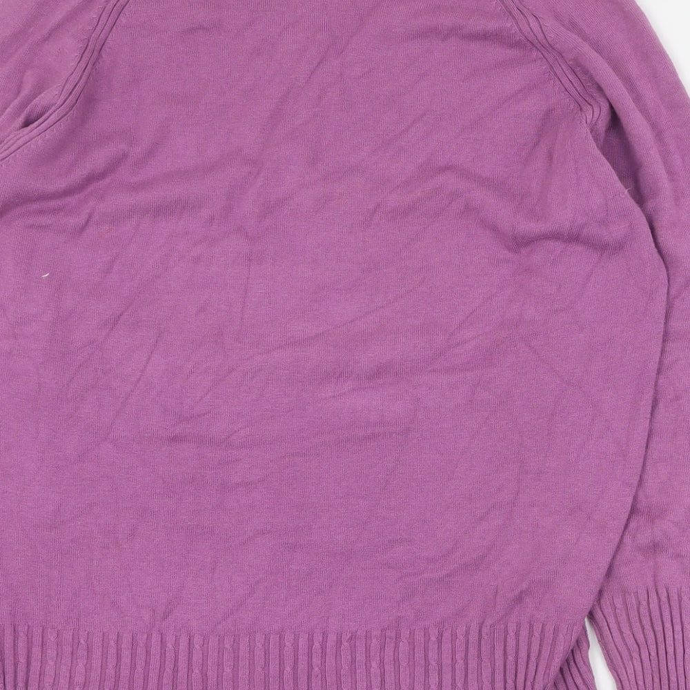 Country Casuals Womens Purple V-Neck Viscose Pullover Jumper Size M