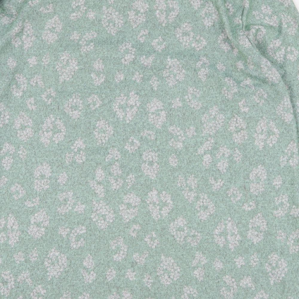 Love Leisure Womens Green Round Neck Geometric Polyester Pullover Jumper Size 16