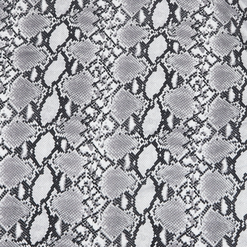 New Look Womens Grey Animal Print Polyester Basic T-Shirt Size 14 V-Neck