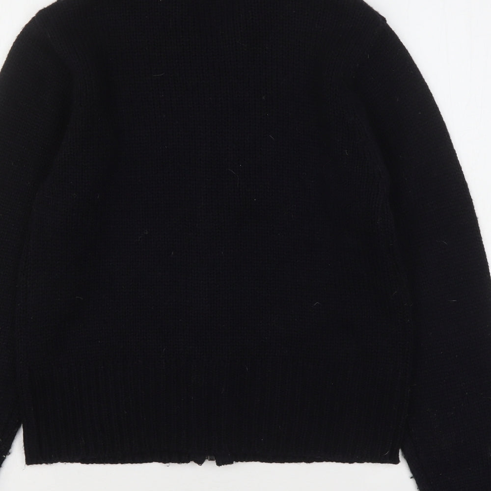 Pomodore Womens Black Collared Acrylic Full Zip Jumper Size S