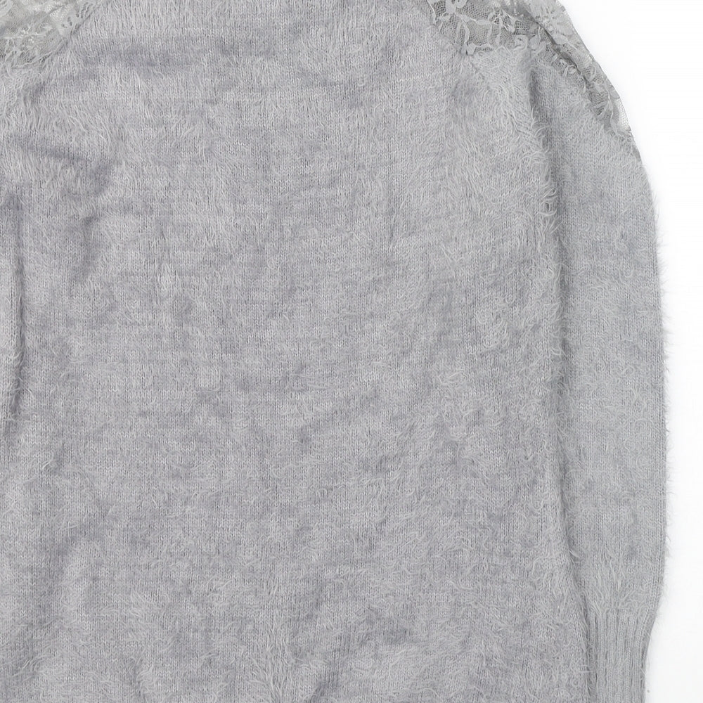 Klass Womens Grey Round Neck Acrylic Pullover Jumper Size M