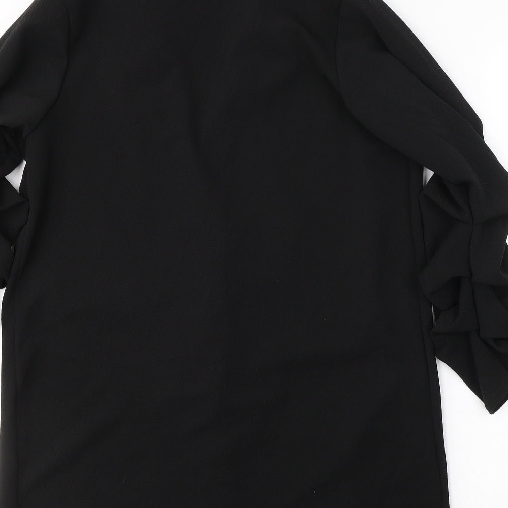 Preworn Womens Black V-Neck Polyester Cardigan Jumper Size S