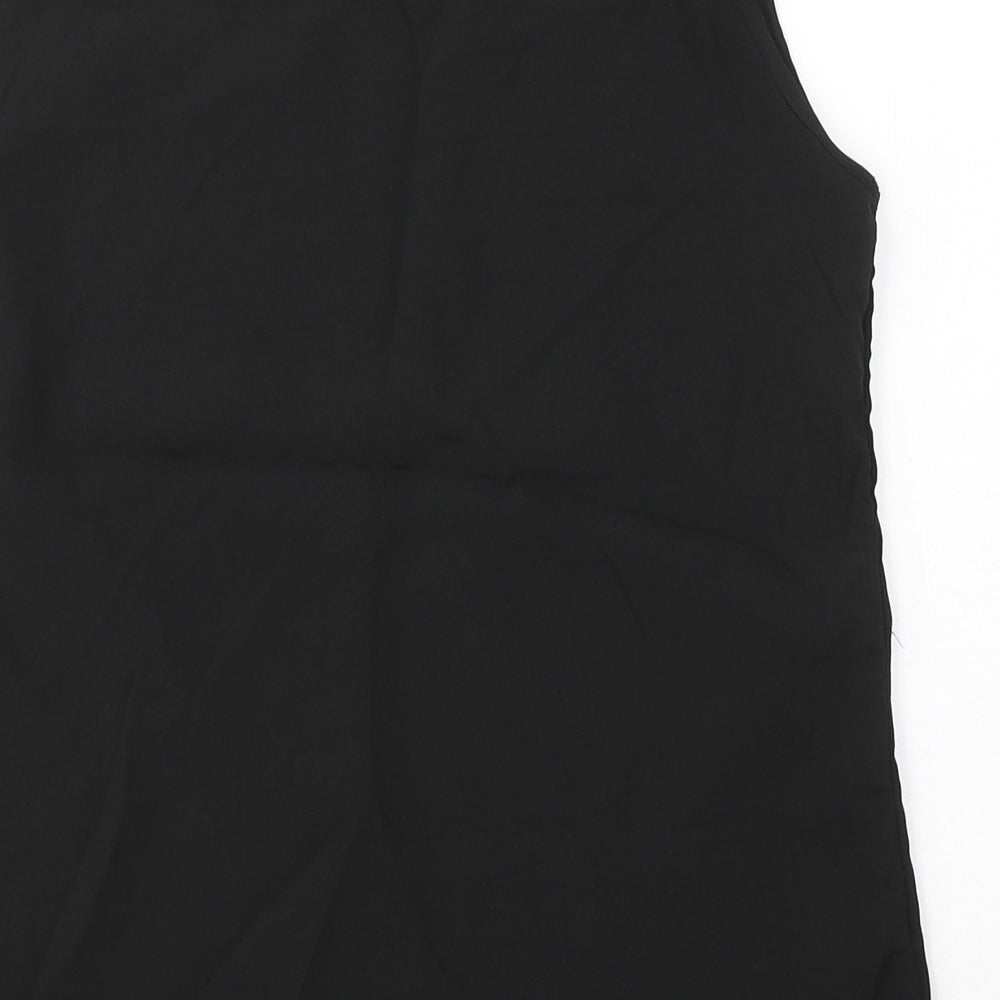 Exhibit Womens Black Polyester Basic Blouse Size 8 Round Neck