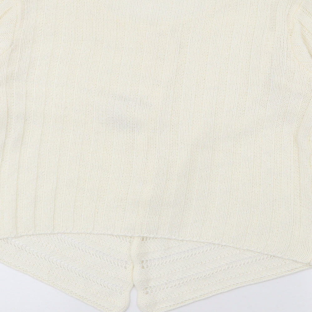 Frank Saul Ivory Round Neck Acrylic Cardigan Jumper Size M