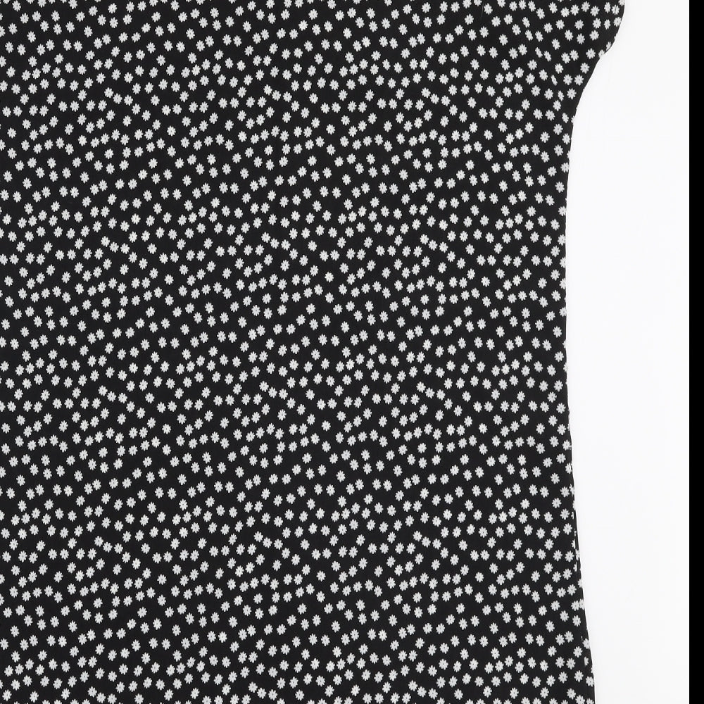 SheIn Womens Black Floral Polyester A-Line Size L Round Neck Pullover
